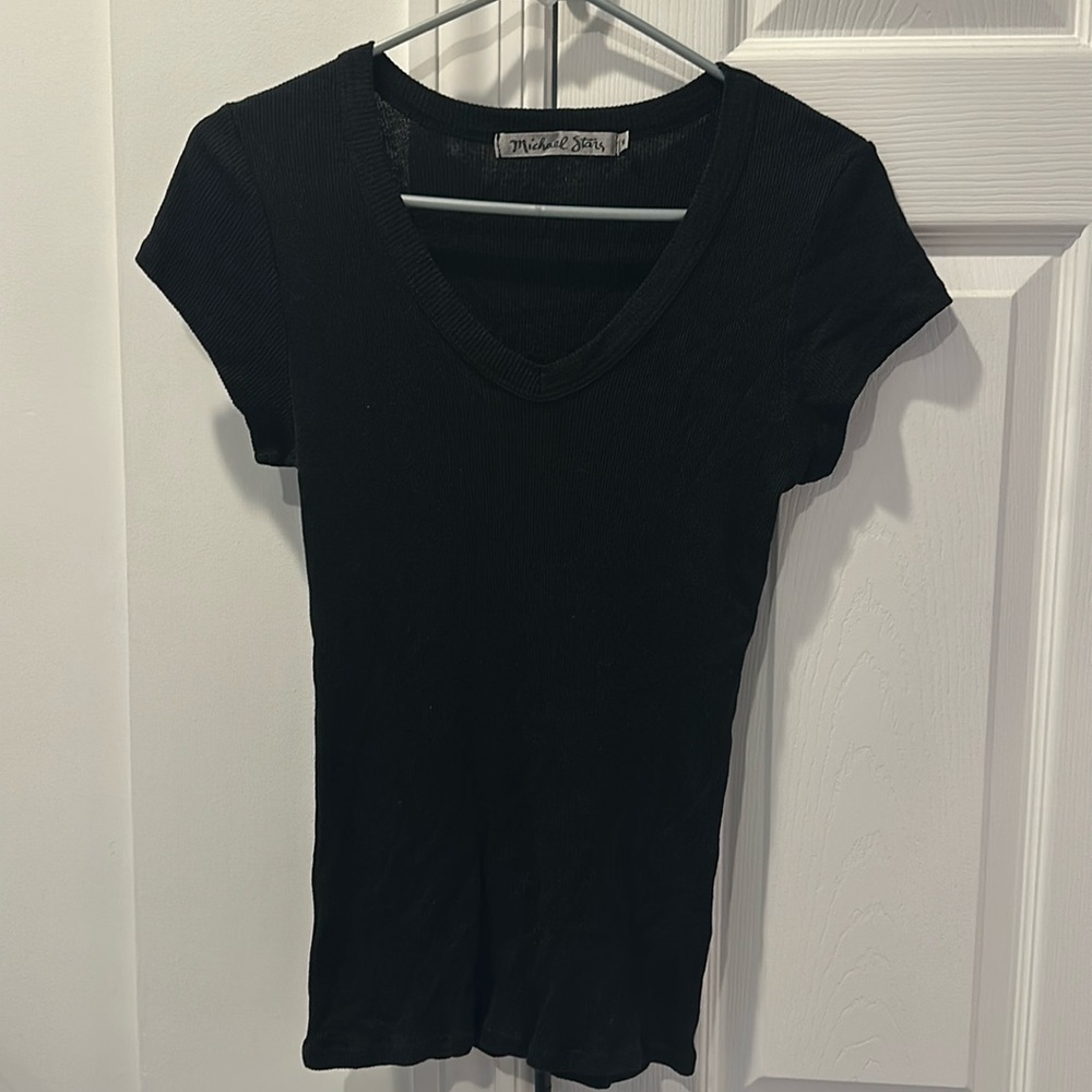 Michael Stars black v neck fitted T - size M